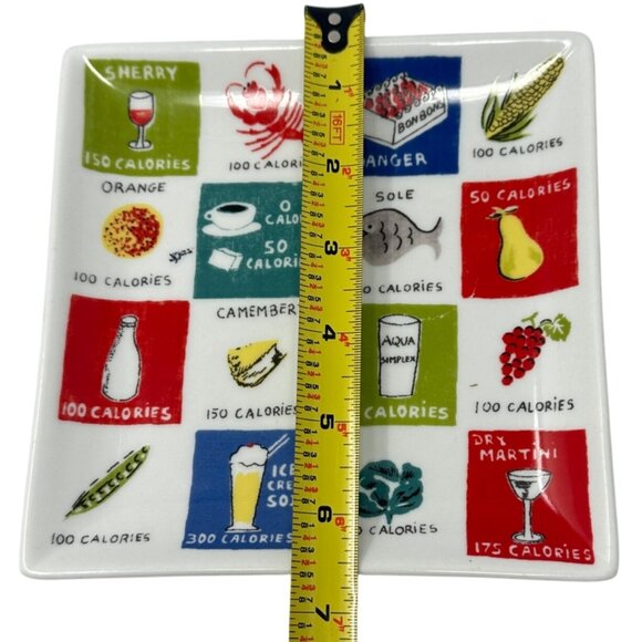 Boston Warehouse Snack Plates 2006 Square Ceramic Food Calorie Illustrations 4 - Picture 7 of 7